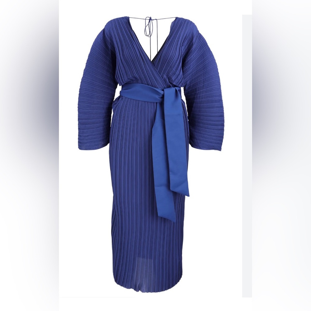 C/MEO COLLECTIVE Decided Cobalt Blue Plisse Pleated Kimono Midi Dress - Picture 3 of 8